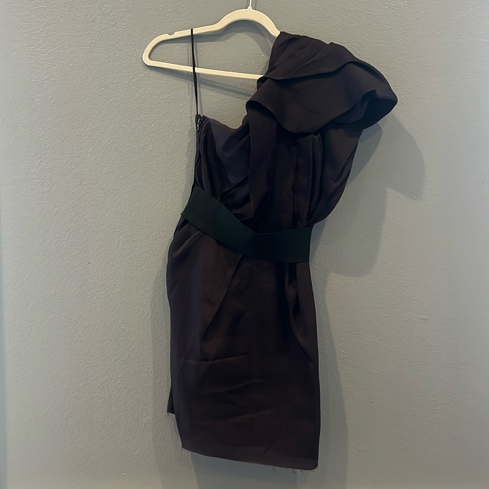 Eggplant fabulous Lanvin for H&M one-shoulder dress